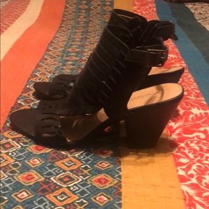 Black shoe dazzle strap sandal bootie
